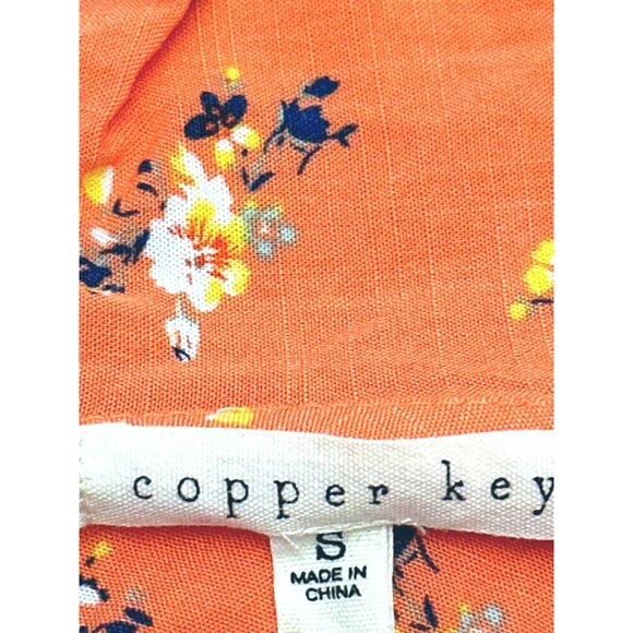 Copper Key Juniors Sleeveless Top Small All Rayon Floral Print Ruffle Neck - Picture 5 of 9